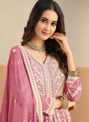 Stylish pink ethnic Anarkali outfit for women