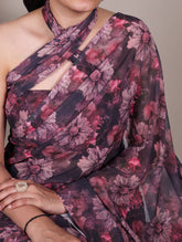 Purple floral printed weightless marble saree