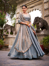 Sky blue Fendi embroidered lehenga choli