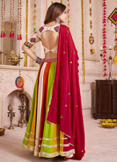 Navratri Garba lehenga with lampi border and mirror work choli
