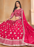 Embroidered organza lehenga for wedding celebrations