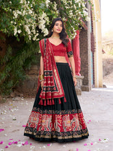 Black Color Patola Printed Tasar Silk Lehenga Choli
