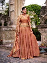 Rust orange Fendi embroidered lehenga choli