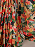 Multi Color Floral Printed Satin Silk Saree