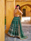 bottle green wedding guest lehenga