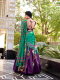 Matching Tussar silk dupatta with foil detailing