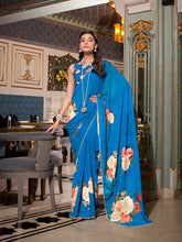 Georgette saree with pearl lace and zari work