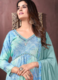 Firozi Riyon Kurti Long Design In Handwork