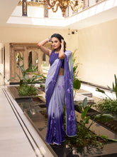 Purple floral printed marbal saree