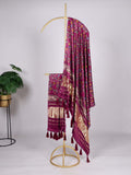 Maroon Color Printed Gaji Silk Traditional Wear Dupatta
