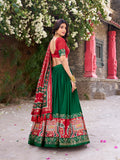 Matching Tasar silk dupatta with Patola print