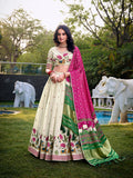 Lotus Design With Sequince And Thread Embroidery Work Khadi Cotton Lehenga Choli