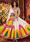 White Gajji silk mirror work chaniya choli