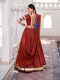 Traditional rust orange chanderi lehenga with dupatta