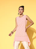 Georgette Printed Tunic in Soft Pink for Women