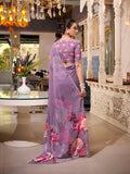 Elegant grey saree with pearl lace