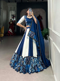 Gujarati chaniya choli in royal blue rayon