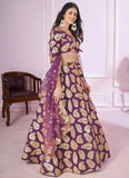 Purple lehenga with zari embroidery and soft net dupatta