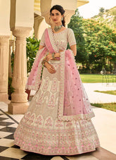 Gorgeous Cream Crepe Heavy Lehenga Choli Embellished with Sequins Work