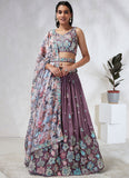 Gorgeous Lavender Poly Georgette Lehenga Choli With Sequins Embroidery