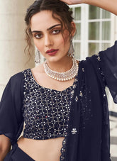 Gorgeous Navy Blue Sequins Georgette Indian Wear Lehenga Choli