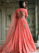 Sequins embroidered wedding function lehenga