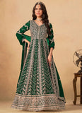 Green Abaya Style Suit | Faux Georgette Embroidered Dress – Front & Back Work