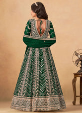Graceful Green Faux Georgette Abaya Style Suit with Full Embroidery