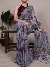 Grey lurex brasso saree
