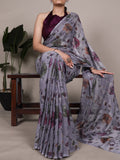 Grey lurex brasso saree