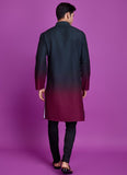 Green and Maroon blended Rayon Mirror Work Mens Kurta