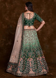 Green Art Silk Bridal Lehenga Set with Thread, Zari & Dori Work