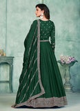 Green Art Silk Designer Anarkali Suit with Santool Bottom