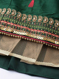 Green Art Silk Semi Stitched Coding and Stone work Lehenga Choli