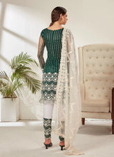 Green Butterfly Net embroidered Pant Style Suit