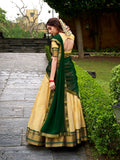 Zari weaving Kanchipuram green lehenga set