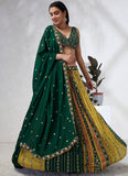 Green Color Silk Chiffon Sequins And Mirror Work Lehenga Choli