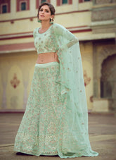 Green Color Soft Net Lehenga Choli