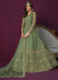 Green Designer Net Sequins Embroidered Anarkali salwar Suit