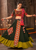 Green Embroidered Rayon Tradtional Navratri Special Chaniya Choli