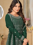 Green Faux Georgette Ethnic Sharara Style Suit For Women
