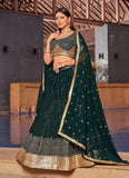 Green Georgette Multi sequins work Designer Indian Party Wear Lehenga