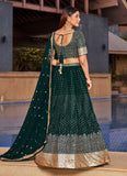 Green Georgette Multi sequins work Designer Indian Party Wear Lehenga