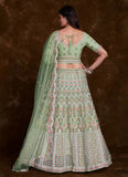 Green Net Zarkan and Thread designer bridal lehenga