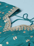 Green Pure Georgette Sequins Embroidered Semi Stitched Lehenga