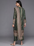 Green Velvet Women Floral Printed Kurta with Trousers