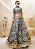 Grey color Sequins Embroidered Art Silk Lehenga