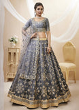 Grey color Sequins Embroidered Art Silk Lehenga