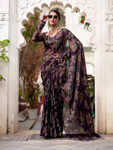 Wine color festive brasso saree for women