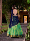 Navy blue georgette dupatta with sequins embroidery